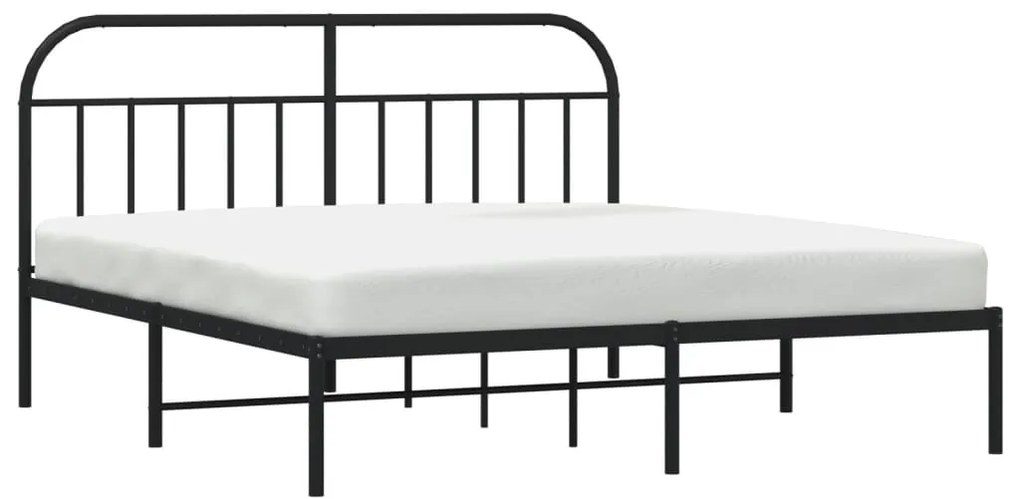 Estrutura de cama com cabeceira 160x200 cm metal preto