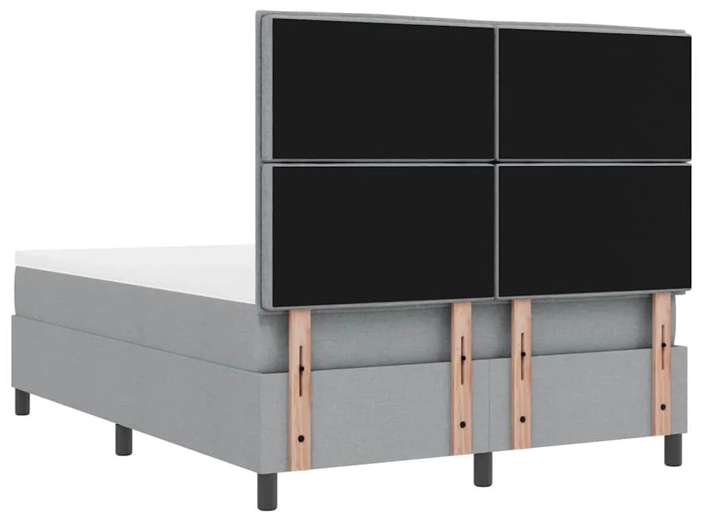 Cama Box Spring com Colchão e Banco Cinza Claro 140x200 cm Tecido
