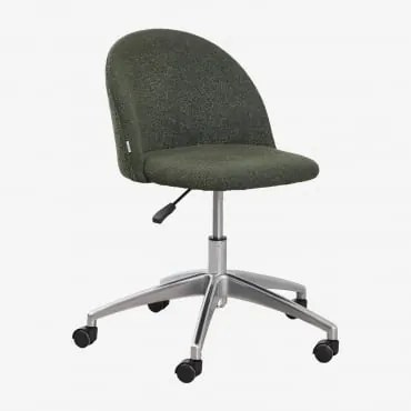Cadeira De Escritório Com Rodas Estofada Kana Bouclé Verde Army - Sklum