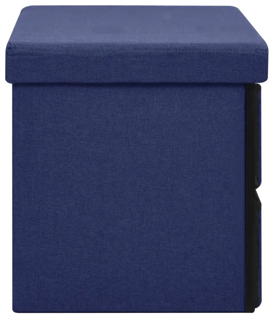 Banco de arrumação dobrável 76x38x38 cm linho falso azul