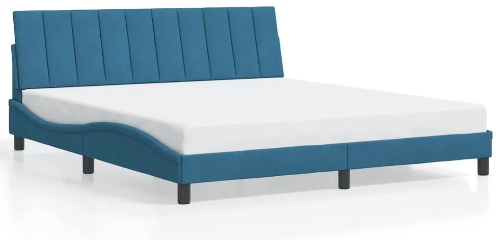 Estrutura de cama c/ luzes LED 180x200 cm veludo azul