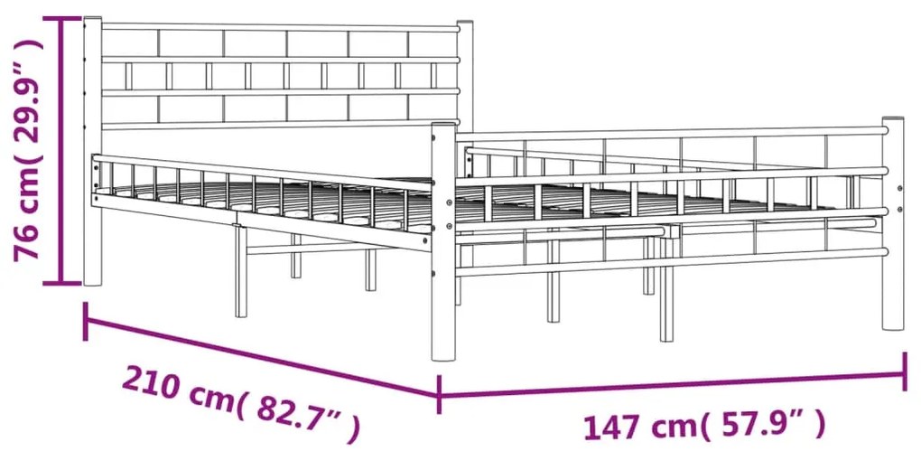 Estrutura de cama metal 140x200 cm branco