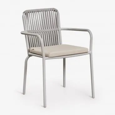 Pack De 2 Cadeiras De Jardim Empilháveis Com Apoios De Braços Em Alumínio Alberta Cinza Claro - Sklum