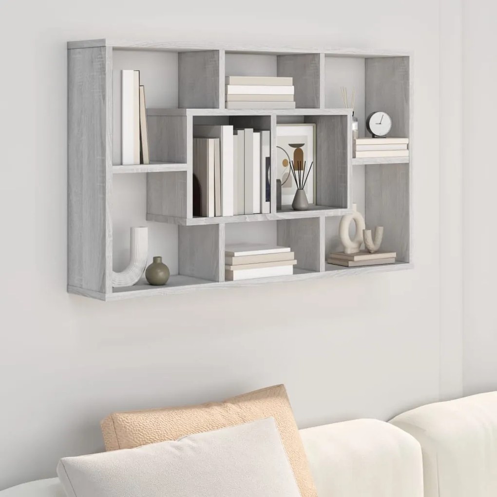 820461 vidaXL Estante 85x16x52,5 cm derivados de madeira cinzento sonoma