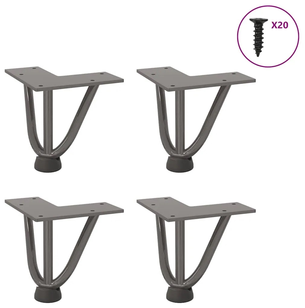 Pernas de grampo para mesa de centro 4 peças Aço natural 10 cm Aço mac