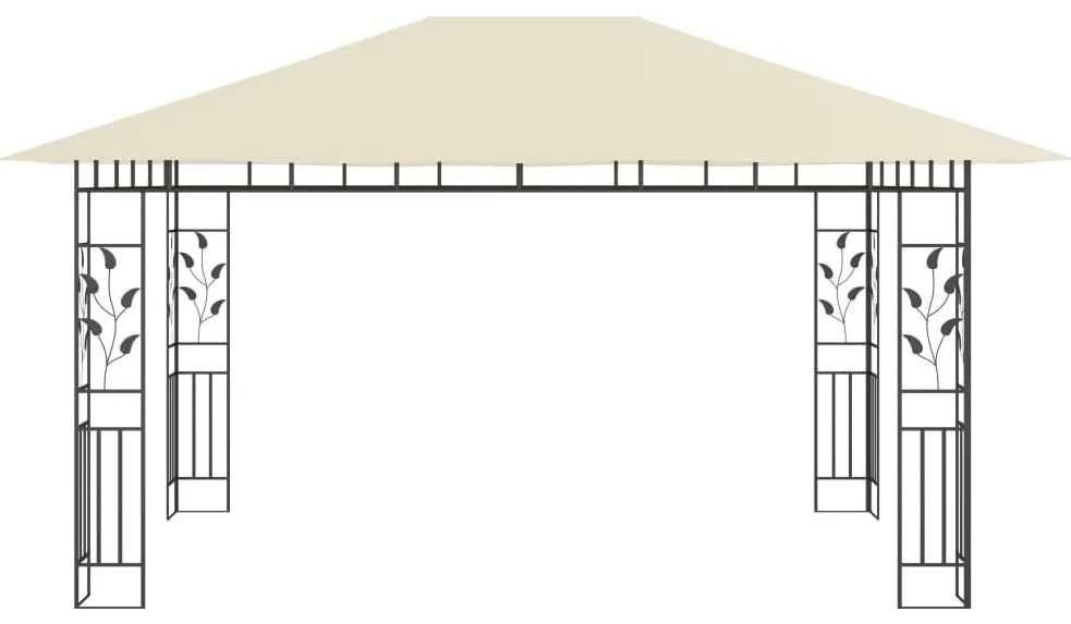Gazebo c/ mosquiteiro e cordões luzes LED 4x3x2,73m creme