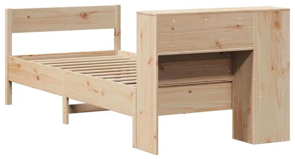 Cama com estante sem colchão 75x190 cm pinho maciço