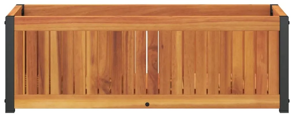 Vaso/floreira de jardim 80x30x27,5 cm acácia maciça e aço