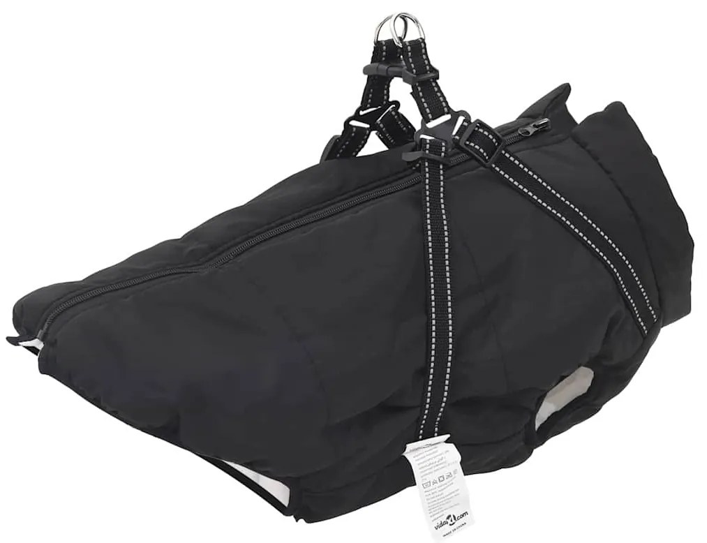 vidaXL Casaco para Cães com arnês Preto 4XL Velo e Poliéster