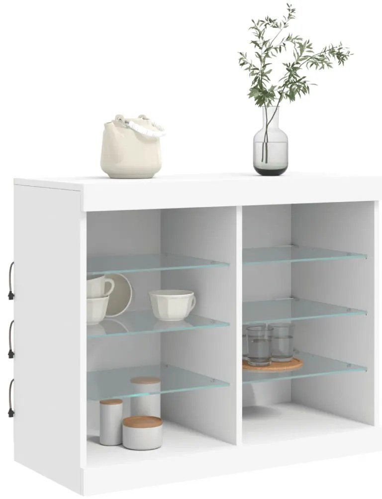 Aparador com luzes LED 81x37x67 cm branco