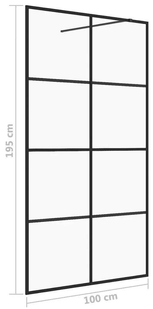 Divisória de chuveiro c/ vidro transparente ESG 100x195cm preto