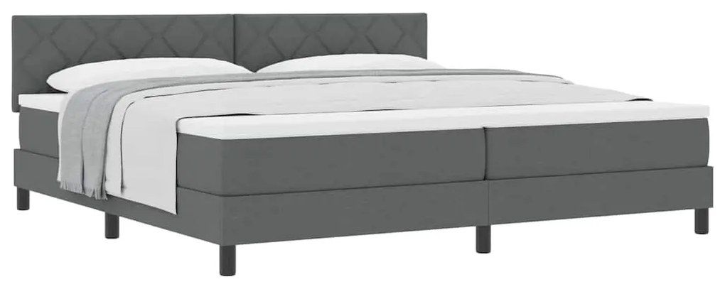 Cama Box Spring com Colchão Cinza Escuro 200x200 cm Tecido