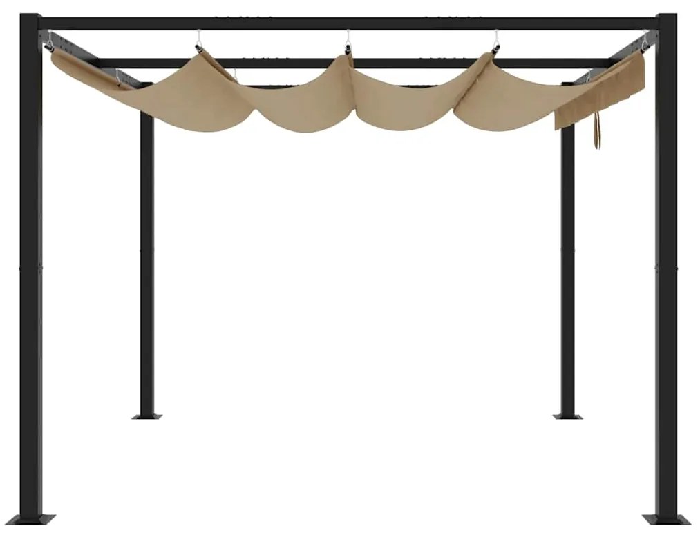 Gazebo de jardim com teto retrátil 3x3 m aço cinza