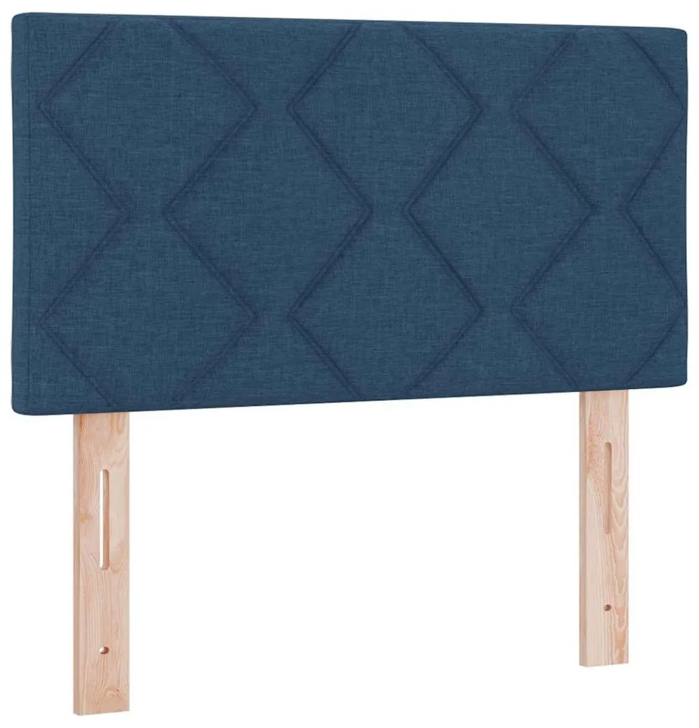 Cama Box Spring com Colchão &amp; LED Azul 80x200 cm Tecido