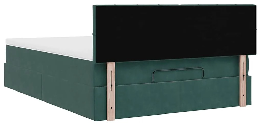 Estrutura de cama otomana com colchão 140x200 cm verde escuro