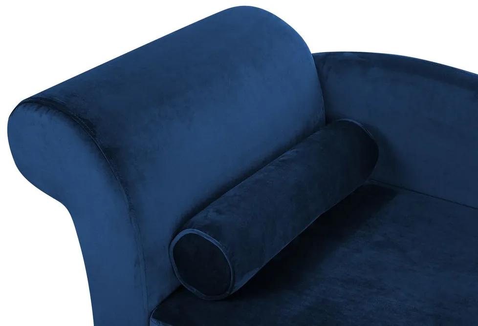 Chaise-longue à esquerda em veludo azul marinho LUIRO Beliani