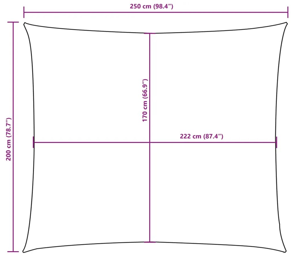 Para-sol estilo vela tecido oxford retangular 2x2,5 m creme