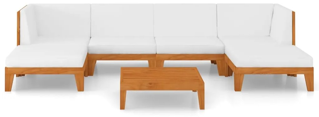 7 pcs conjunto lounge de jardim c/ almofadões acácia maciça