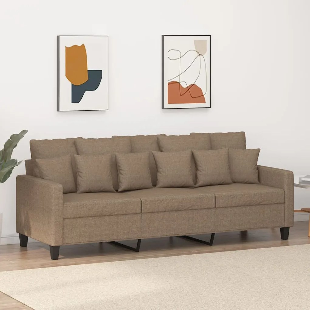 vidaXL Sofá de 3 lugares tecido 180 cm cinzento-acastanhado