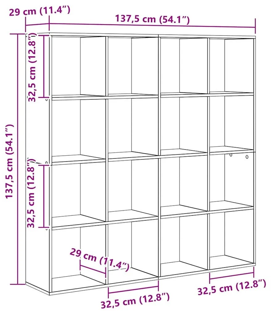 Gabinete de Livros Carvalho preto 137,5 x 29 x 137,5 cm