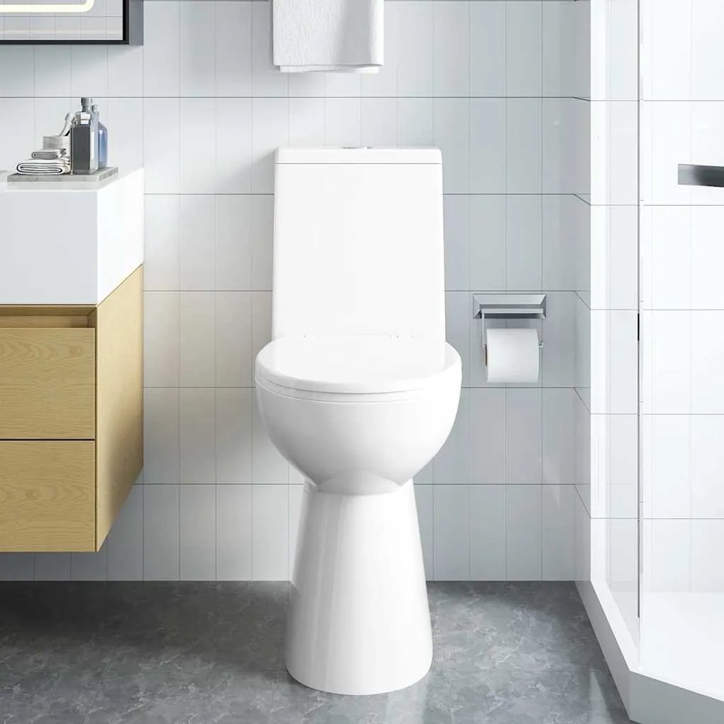 Sanita sem rebordo 7 cm altura extra fecho suave cerâmica branco