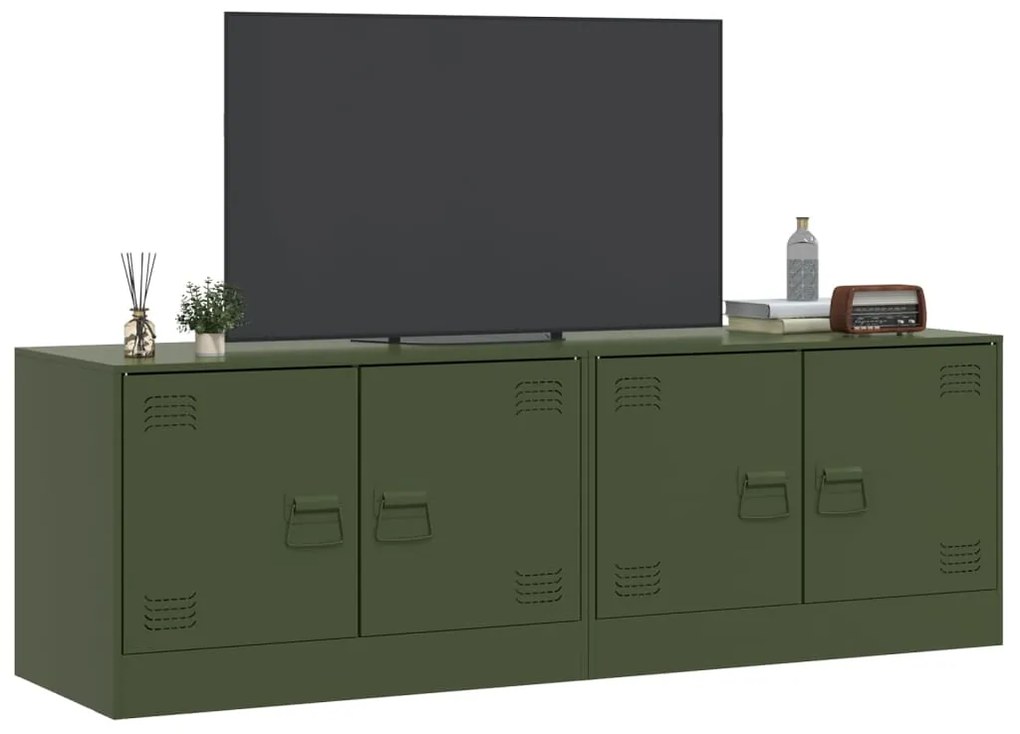 Móveis de TV 2 pcs 67x39x44 cm aço verde azeitona