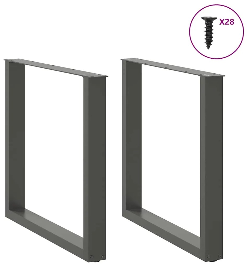 Pés para mesa de jantar em formato de U, 2 peças, antracite, 80x(72-73