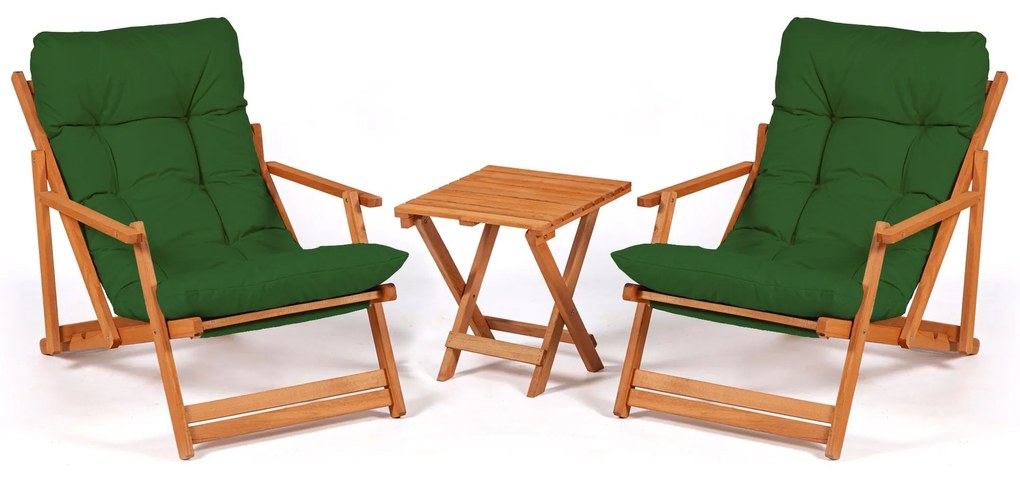 Conjunto de Mesa e Cadeiras de Jardim My007 – Verde Natural – 40/81x50