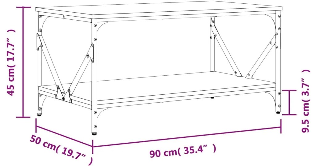 Mesa de centro 90x50x45 cm derivados madeira preto