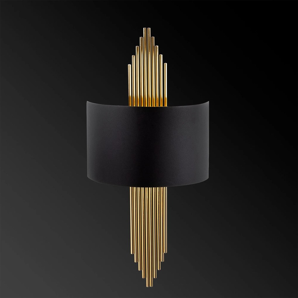 Candeeiro de Parede em Preto e Dourado – Gold – 75x10x22 cm