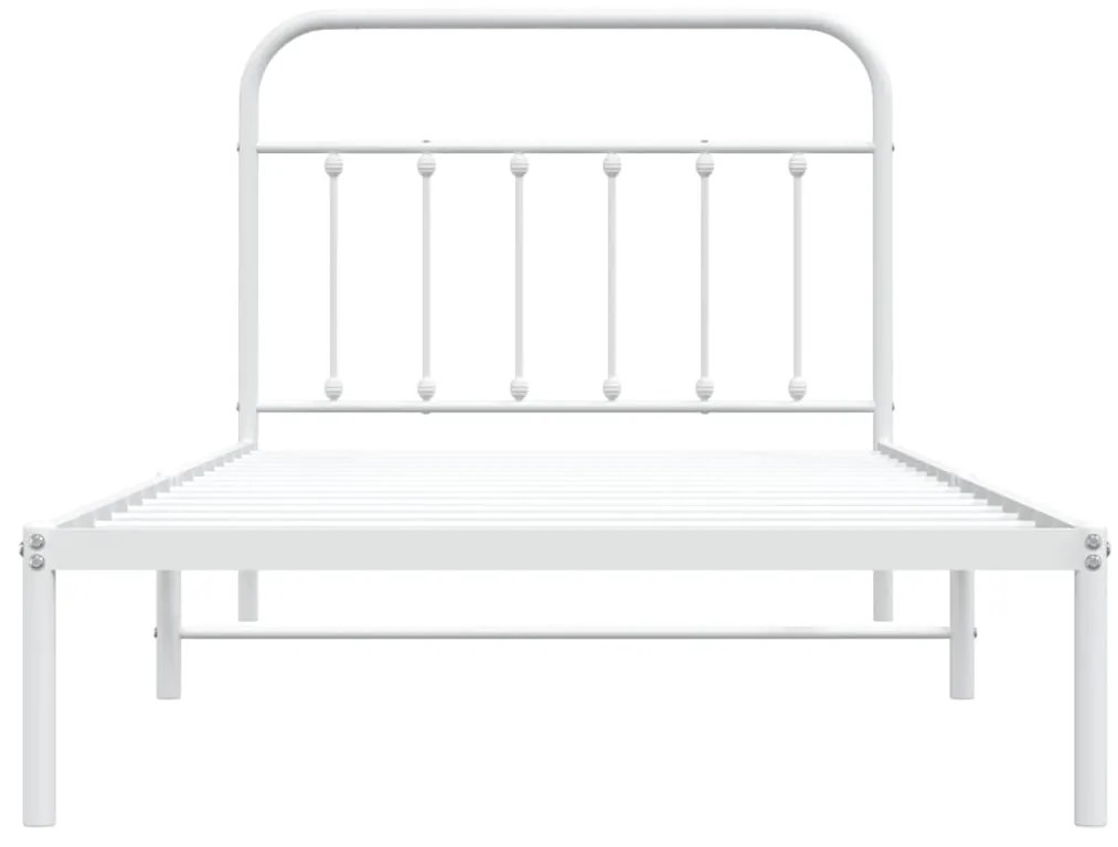 Estrutura de cama com cabeceira 100x200 cm metal branco