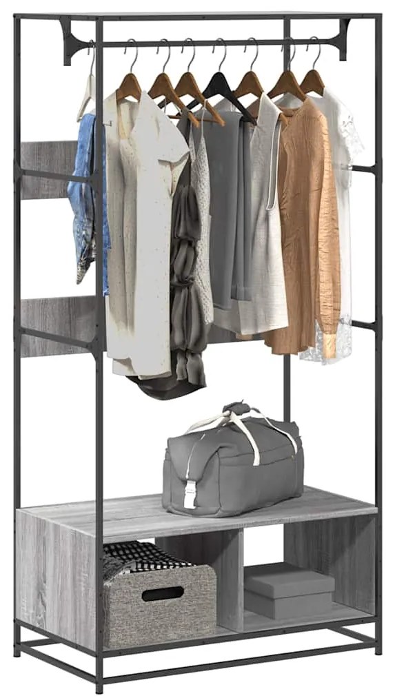 vidaXL Roupeiro 90x50x180 cm derivados de madeira cinzento sonoma