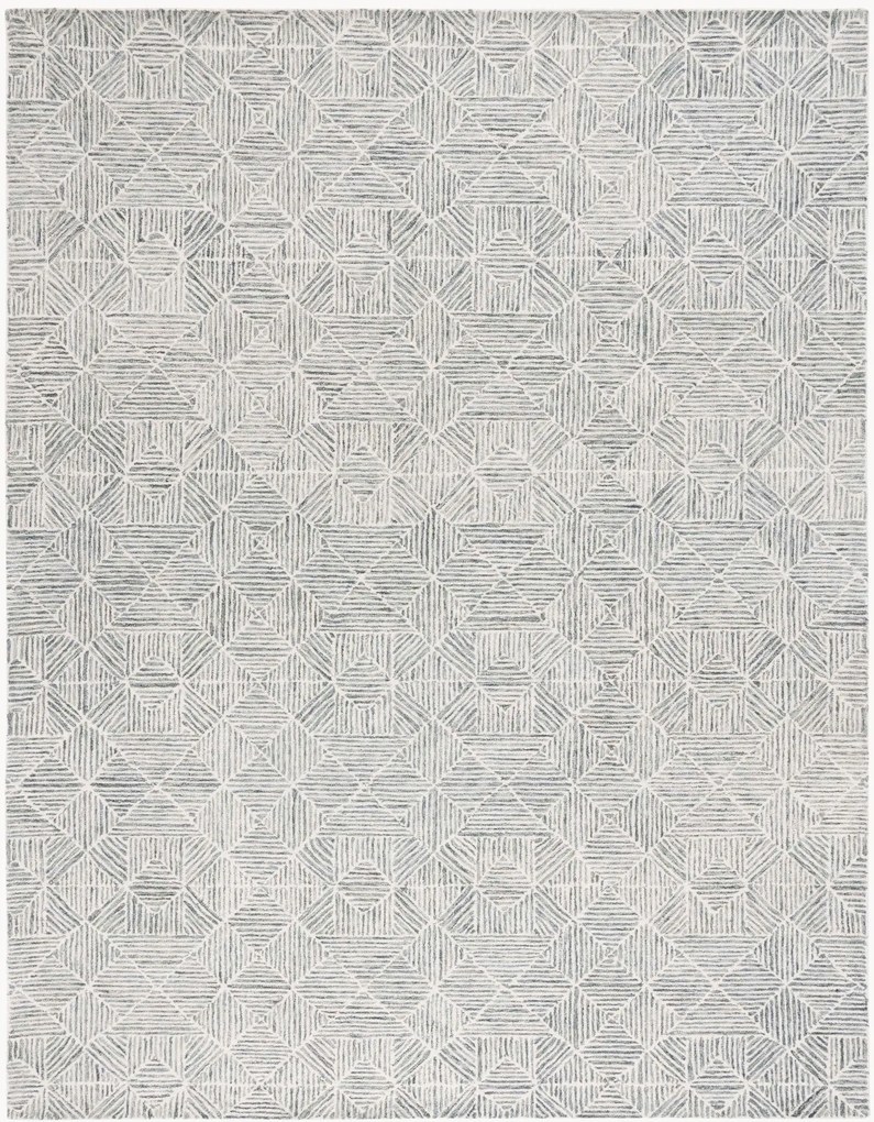 Tapete de lã artesanal de pelo curto Azure