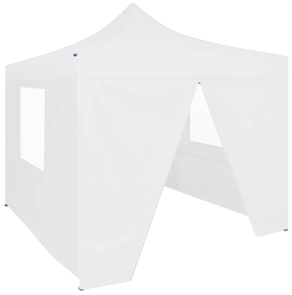 vidaXL Tenda dobrável profissional festas 4 paredes 2x2m aço branco