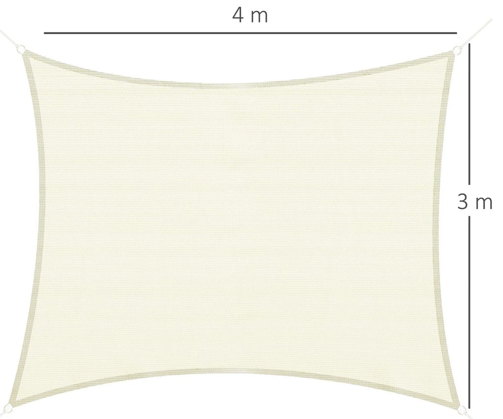 Vela de Sombra Retangular 3x4 m Toldo Vela de HDPE com Proteção UV Ane