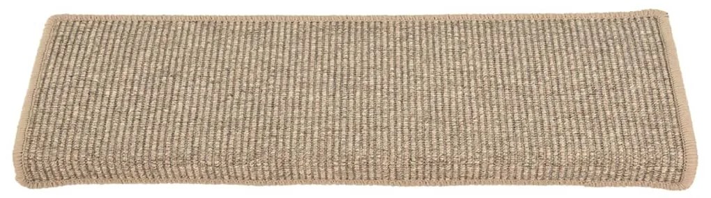 Tapetes de escada autoadesivos 15 pcs 65x21x4 cm bege-escuro