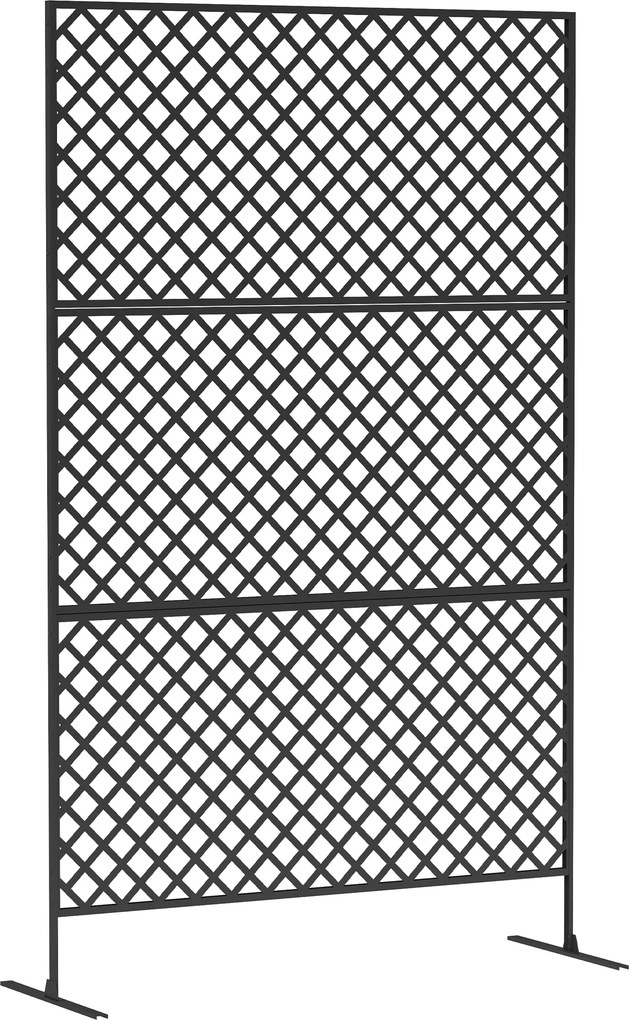 Outsunny Separador de ambientes para exterior, biombo metálico para terraço, varanda, jardim, treliça autoportante, aço, Preto | Aosom Portugal