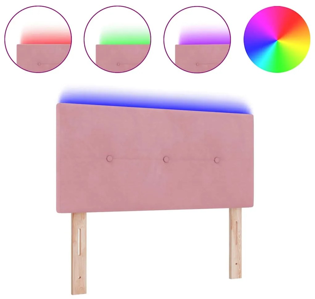 Cabeceira LED vidaXL Botões Estofada Rosa 80 cm Veludo