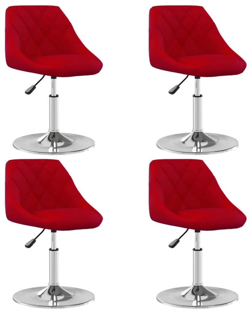 Cadeiras de jantar giratórias 4 pcs veludo vermelho tinto