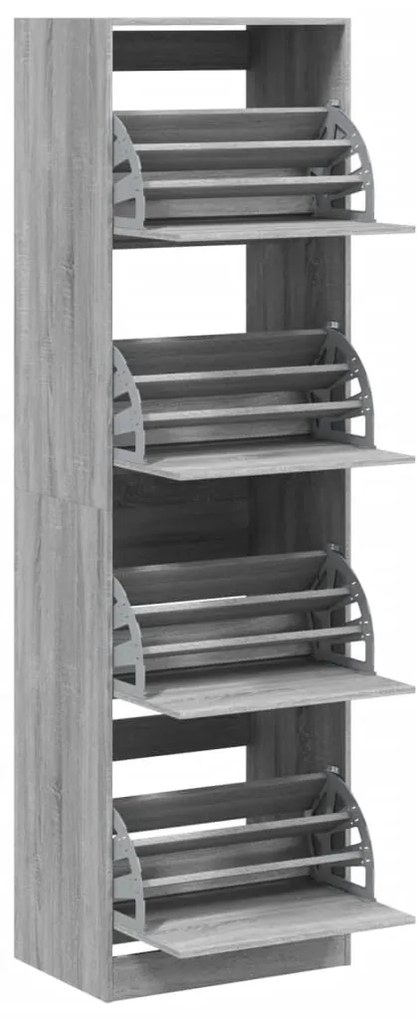 Sapateira c/ 4 gavetas articuladas 60x42x204 cm cinza sonoma