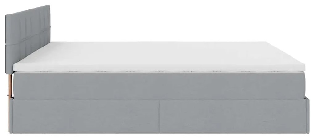 Cama Otomana com colchão &amp; LEDs 180x200cm tecido cinzento claro