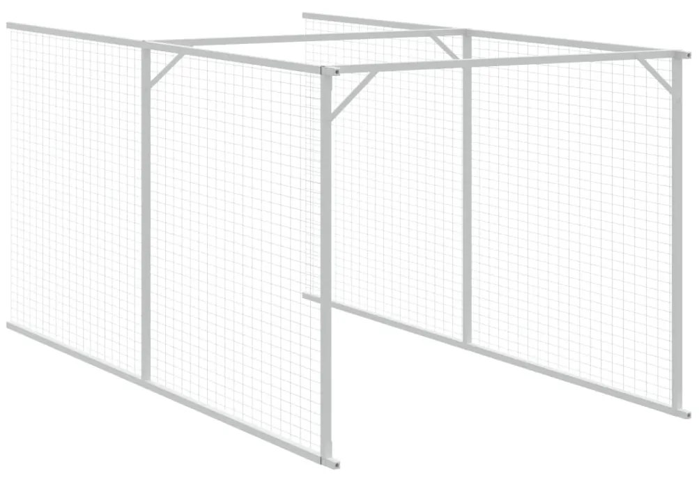 Casota cães c/ parque 110x609x110 cm aço galvaniz. cinza-claro