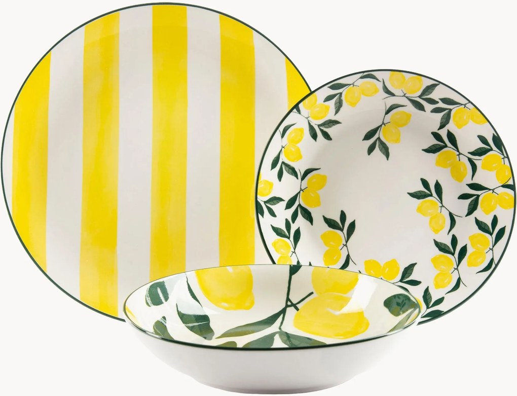 Conjunto de loiça em porcelana Positano, 6 pessoas, conjunto de 18