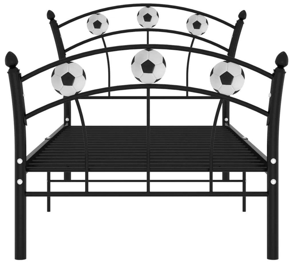 Estrutura de cama com design de futebol 90x200 cm metal preto