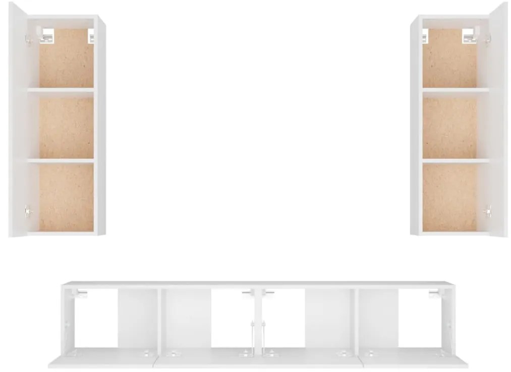 Conjunto móveis de TV 4 pcs madeira processada branco