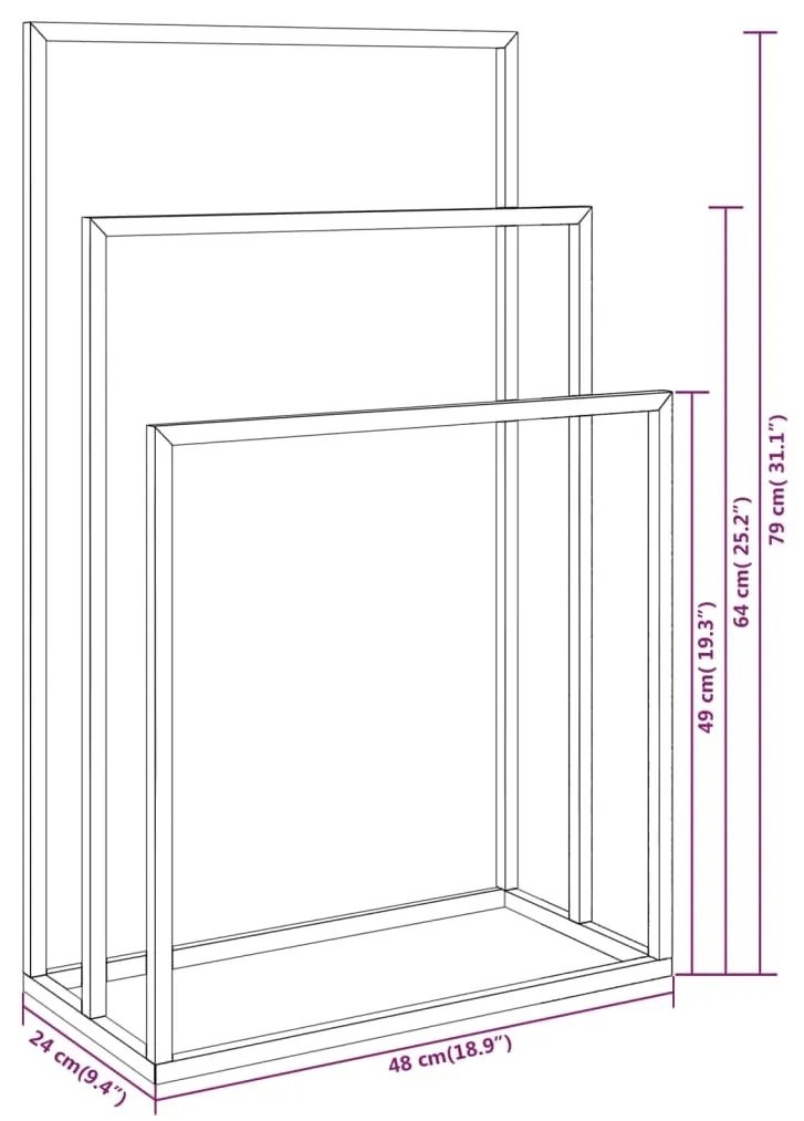 Toalheiro independente 48x24x79 cm ferro preto