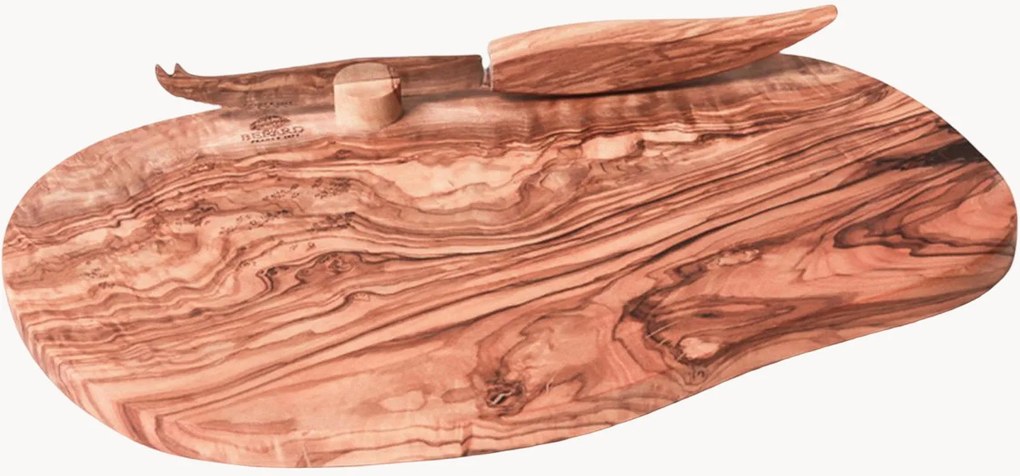 Tabuleiro de servir em madeira de oliveira com faca Leon