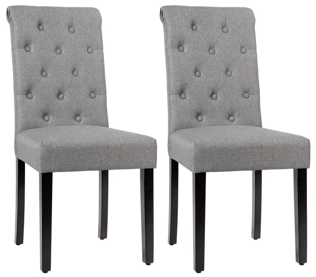 Cadeiras de cozinha de 25 polegadas com pernas de madeira de borracha - cinza