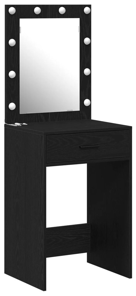 Mesa de Maquilhagem com Luzes LED Carvalho Preto 50x41x135 cm