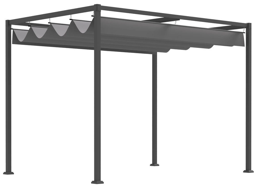 Outsunny Pérgola 3x2m Pérgola de Jardim com Teto Retrátil de Poliéster com Revestimento Resistente para Celebrações Casamento Cinza | Aosom Portugal